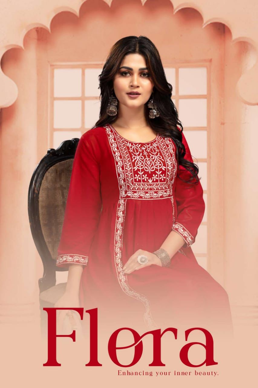 Flora 3 Regular Wear Rayon Printed Anarkali Kurti Collection